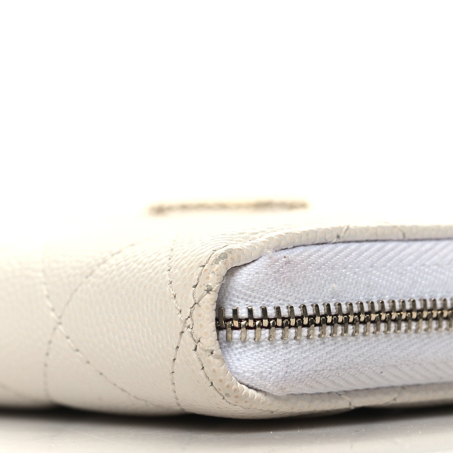 Chanel Caviar Quilted Perforated CC Zip Wallet White 11 of 13