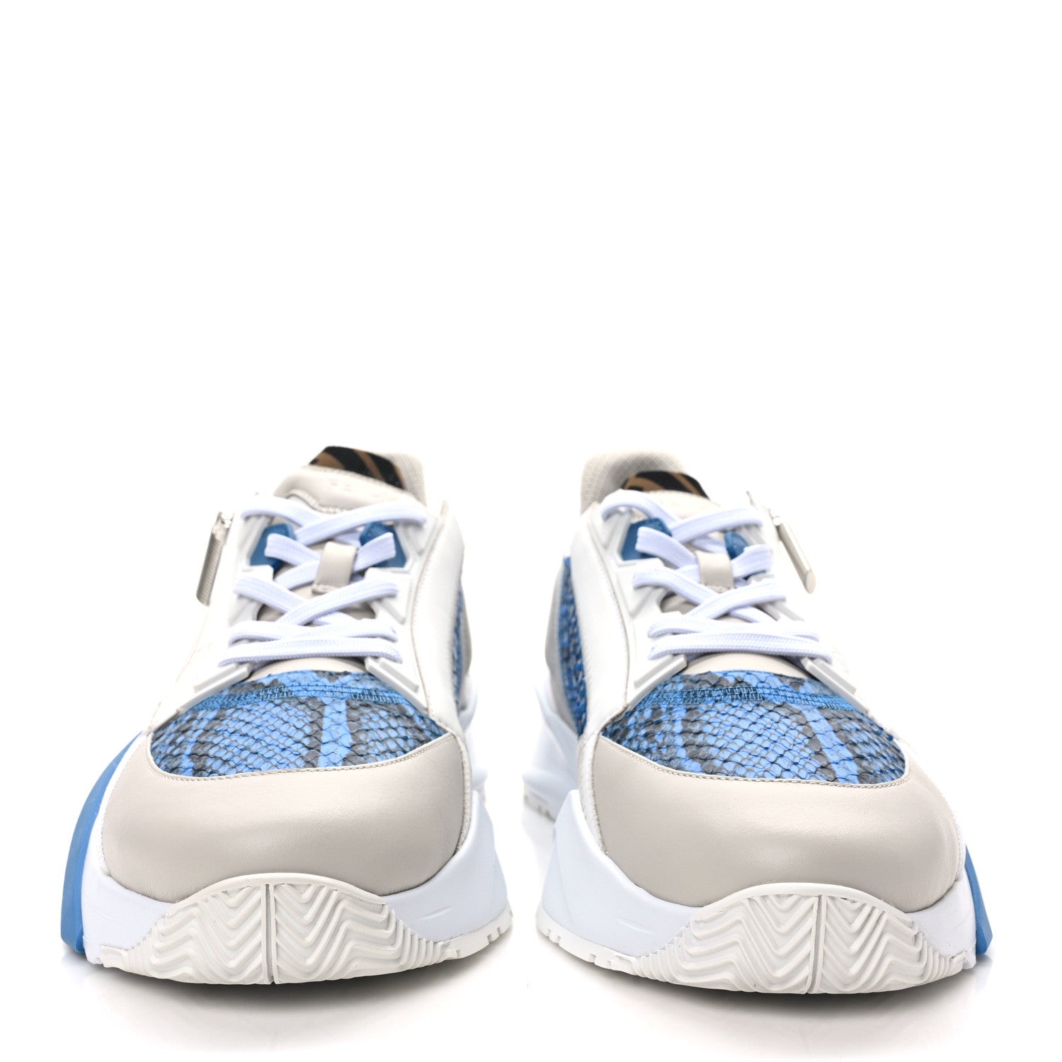 Fendi Elaphe Vitello Fabric FF Mens Fendi Flow Low Top Sneakers 10 True Blue Ghiaccio Tabacco Black 2 of 9
