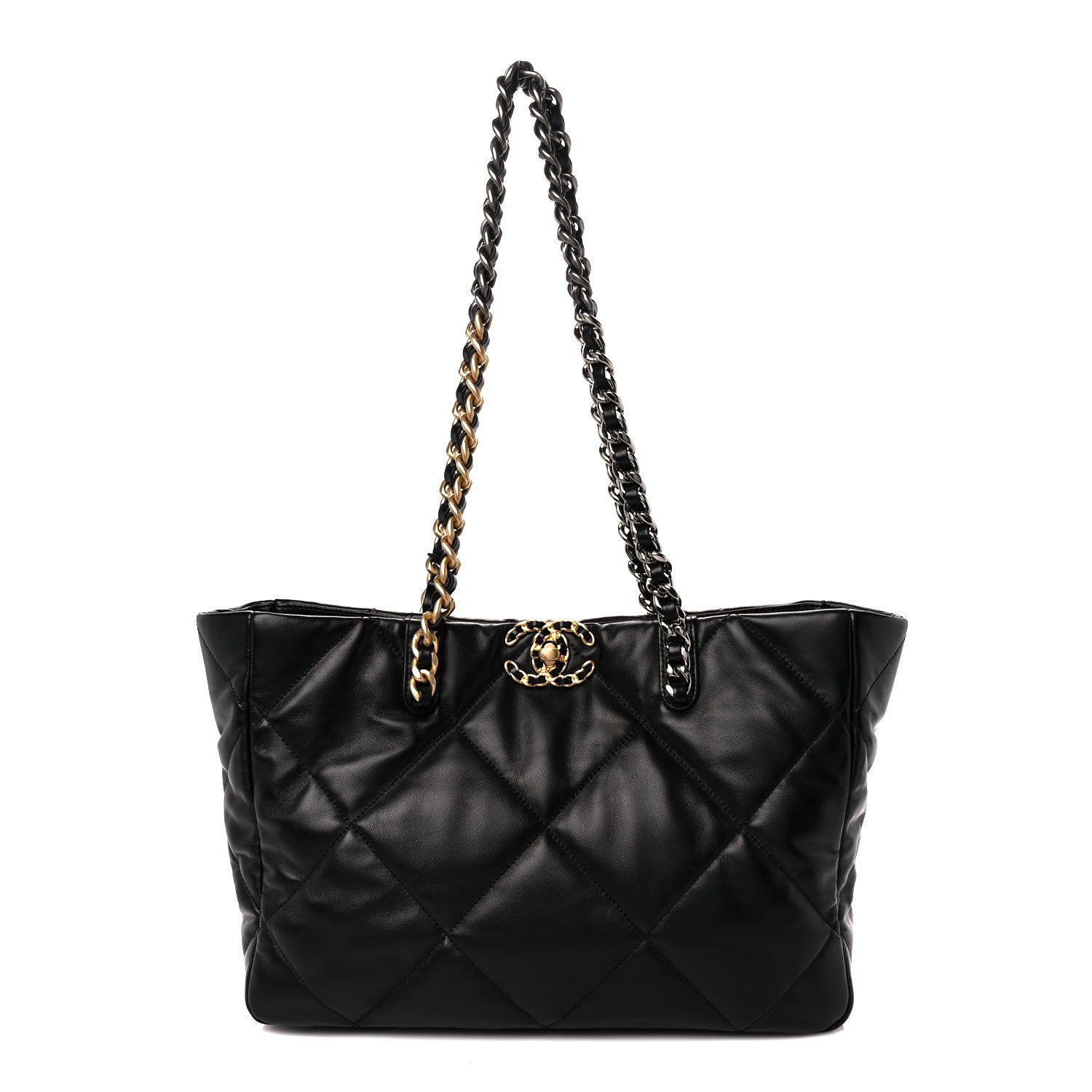 Chanel Lambskin Quilted Chanel 19 East West Shopping Bag Black 1 of 10