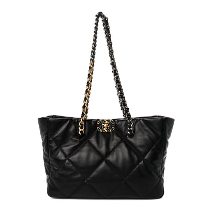 Chanel Lambskin Quilted Chanel 19 East West Shopping Bag Black 1 of 10
