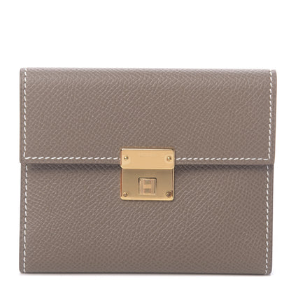 Hermes Epsom Clic Mini Card Holder Etoupe 1 of 8