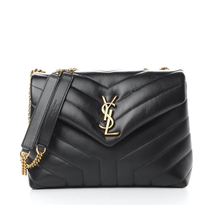 Saint Laurent Calfskin Y Quilted Monogram Small Loulou Chain Satchel Black 1 of 10