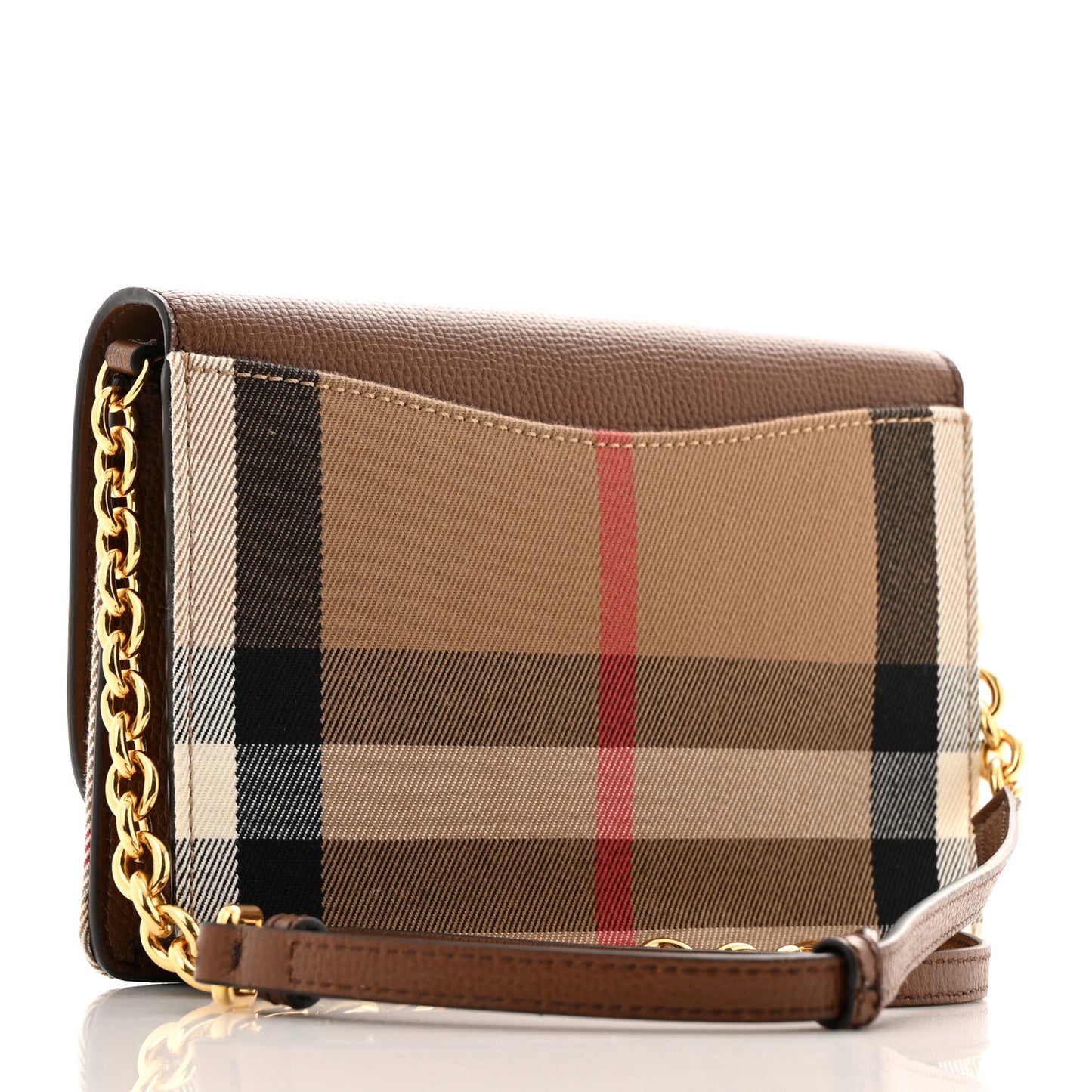 Grained Calfskin House Check Tartan Mix Hampshire Wallet On Chain Tan