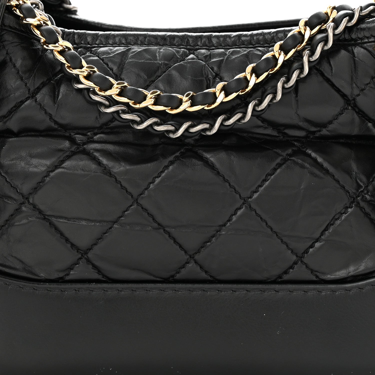 Chanel Aged Calfskin Quilted Small Gabrielle Hobo Black 8 of 11