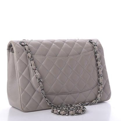 Chanel Lambskin Quilted Jumbo Double Flap Grey 3 of 13