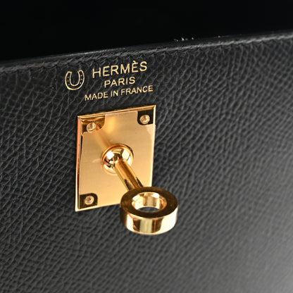 Hermes Epsom Horseshoe Kelly Sellier 25 Black Bleu Electrique 6 of 9