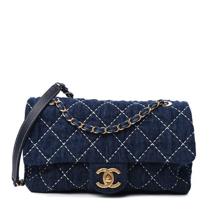 Chanel Denim Quilted Medium Denim Trip Single Flap Blue 1 of 5