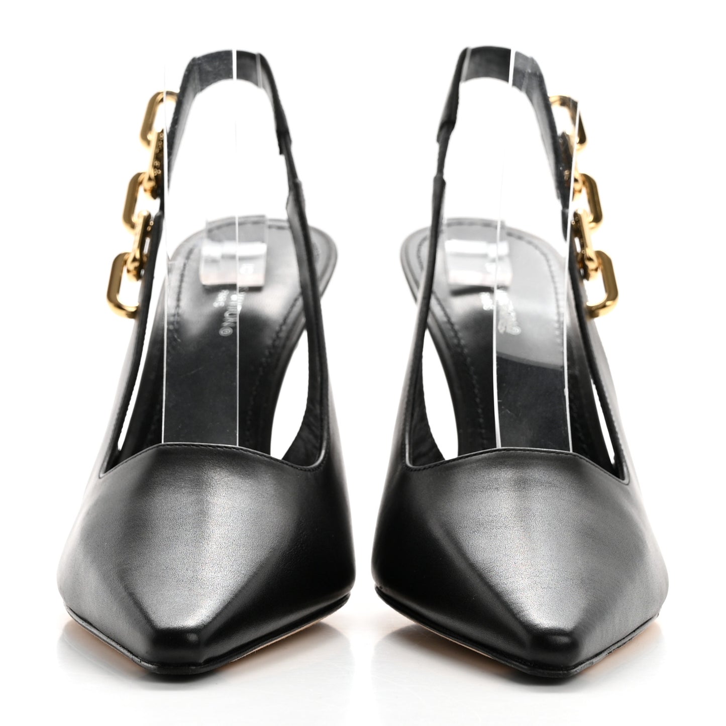 Calfskin Sparkle Slingback Pumps 38 Black