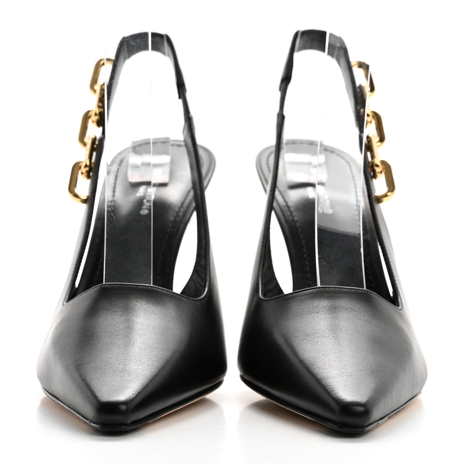 Louis Vuitton Calfskin Sparkle Slingback Pumps 38 Black 2 of 9