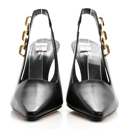 Louis Vuitton Calfskin Sparkle Slingback Pumps 38 Black 2 of 9
