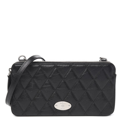 Mulberry Shiny Buffalo Quilted Plaque Wallet on Chain Black 1 of 9