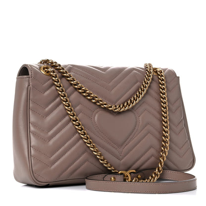 Gucci Calfskin Matelasse Medium GG Marmont Shoulder Bag Porcelain Rose 3 of 9