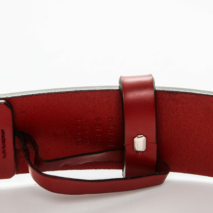 Gucci Selleria Calfskin Nickel Interlocking G 37mm Belt 95 38 Rosso 4 of 6