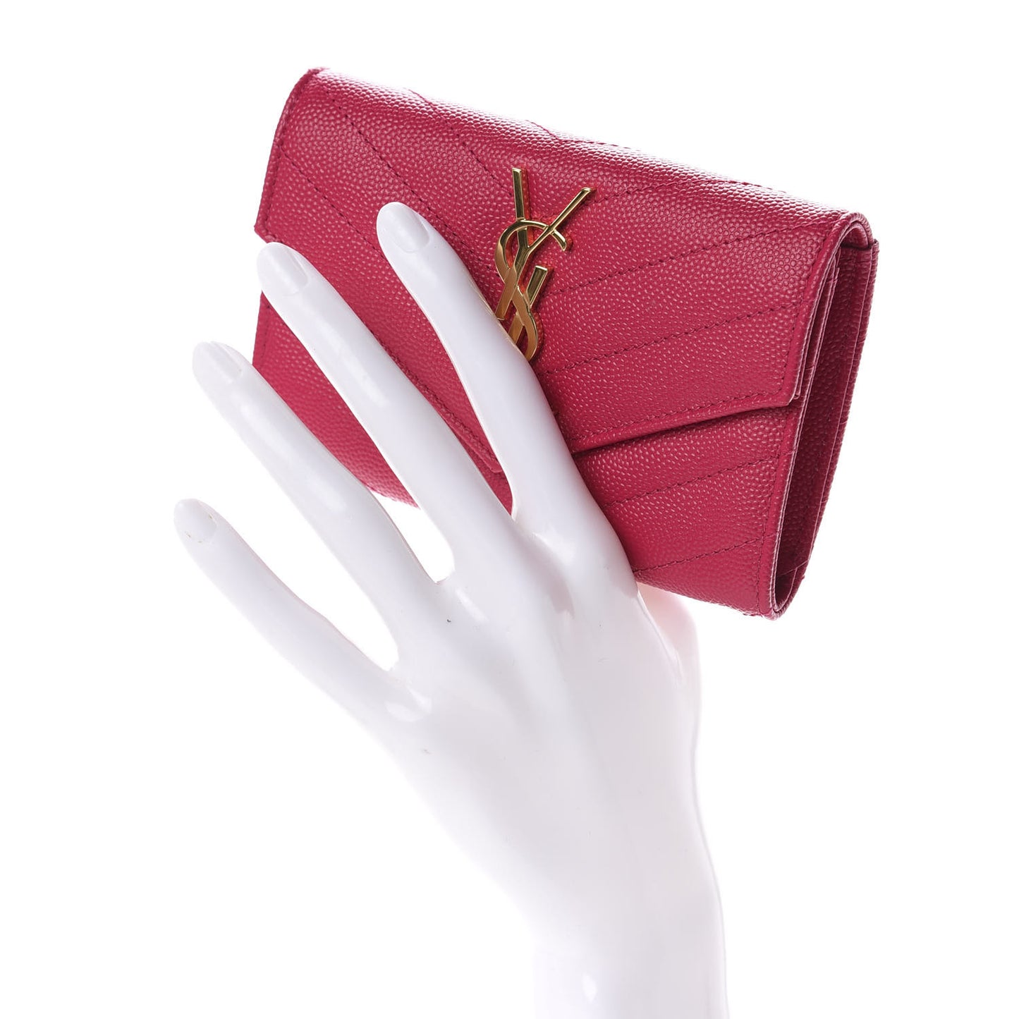 Grain De Poudre Matelasse Chevron Small Monogram Envelope Wallet Fresh Fuchsia