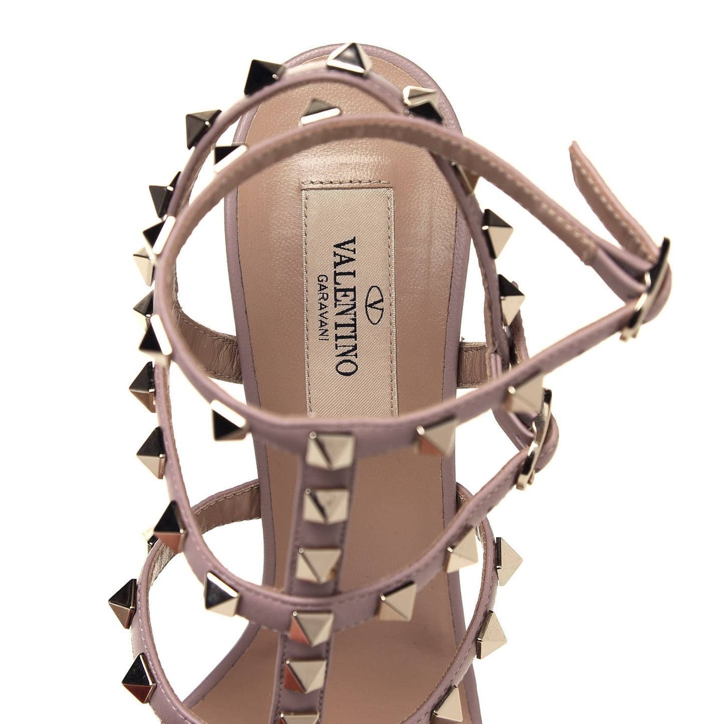 Calfskin Nappa Rockstud Gladiator 105mm Sandals 37 Poudre