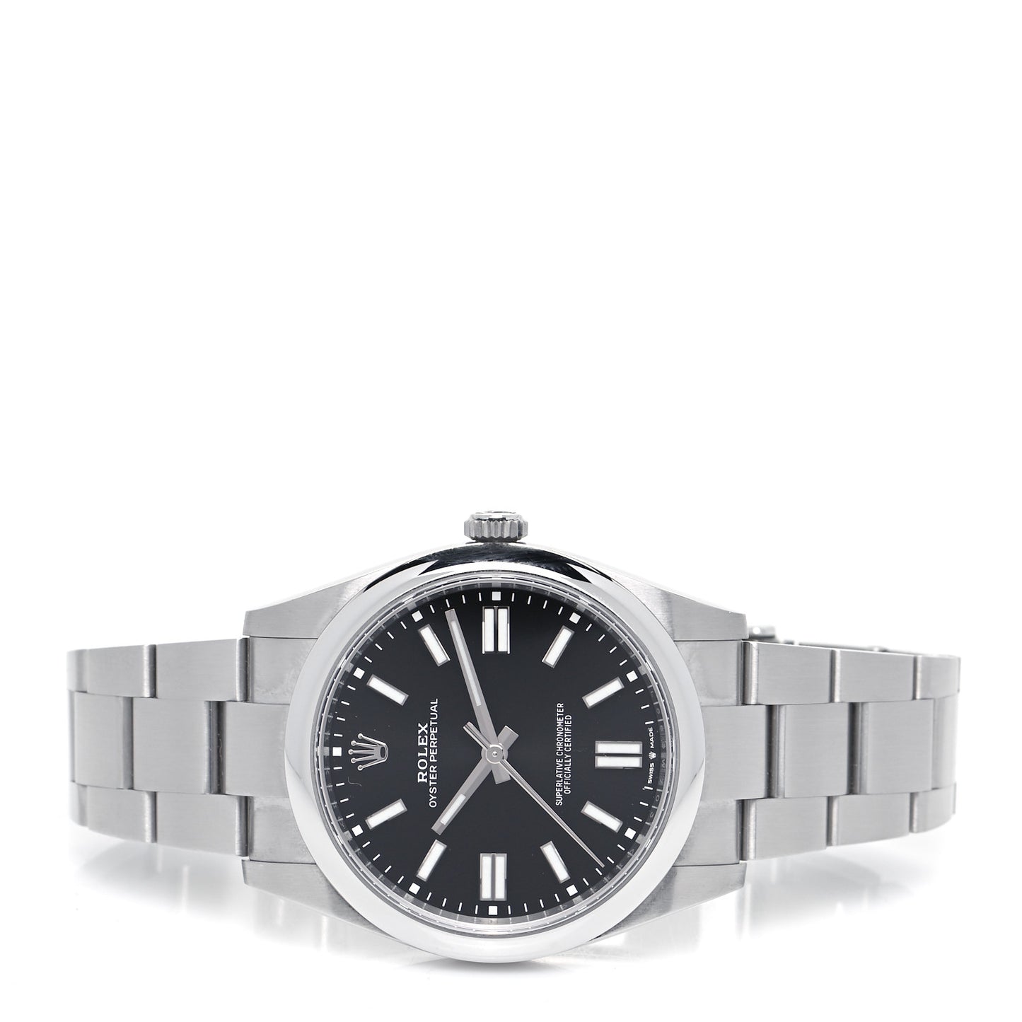 Stainless Steel 41mm Oyster Perpetual Watch Bright Black 124300