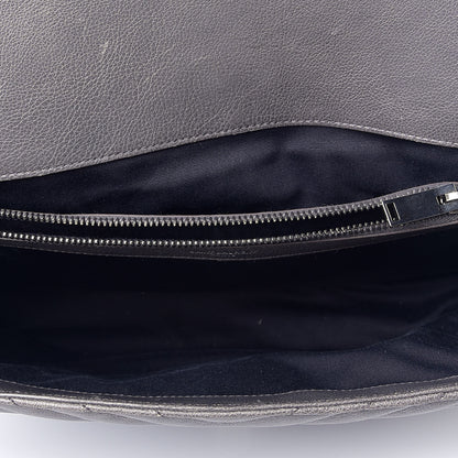 Saint Laurent Sheepskin Matelasse Chevron Monogram Large College Satchel Dark Anthracite 6 of 10