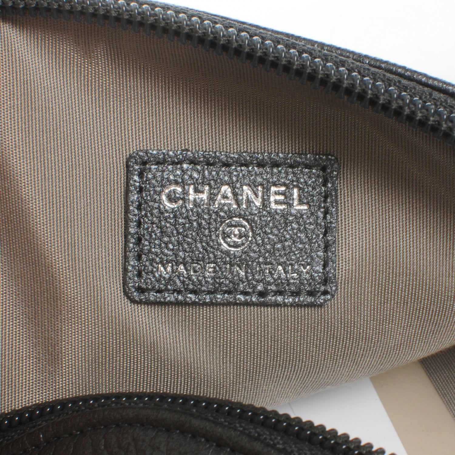 Chanel Calfskin Camellia Cosmetic Case Dark Silver 5 of 8