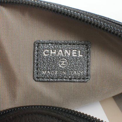 Chanel Calfskin Camellia Cosmetic Case Dark Silver 5 of 8