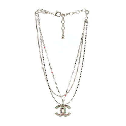 Chanel Pearl Large CC Pendant Necklace Gold Green Red 3 of 4