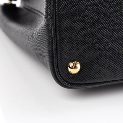Prada Saffiano Cuir Medium Double Bag Black Fuoco 18 of 23