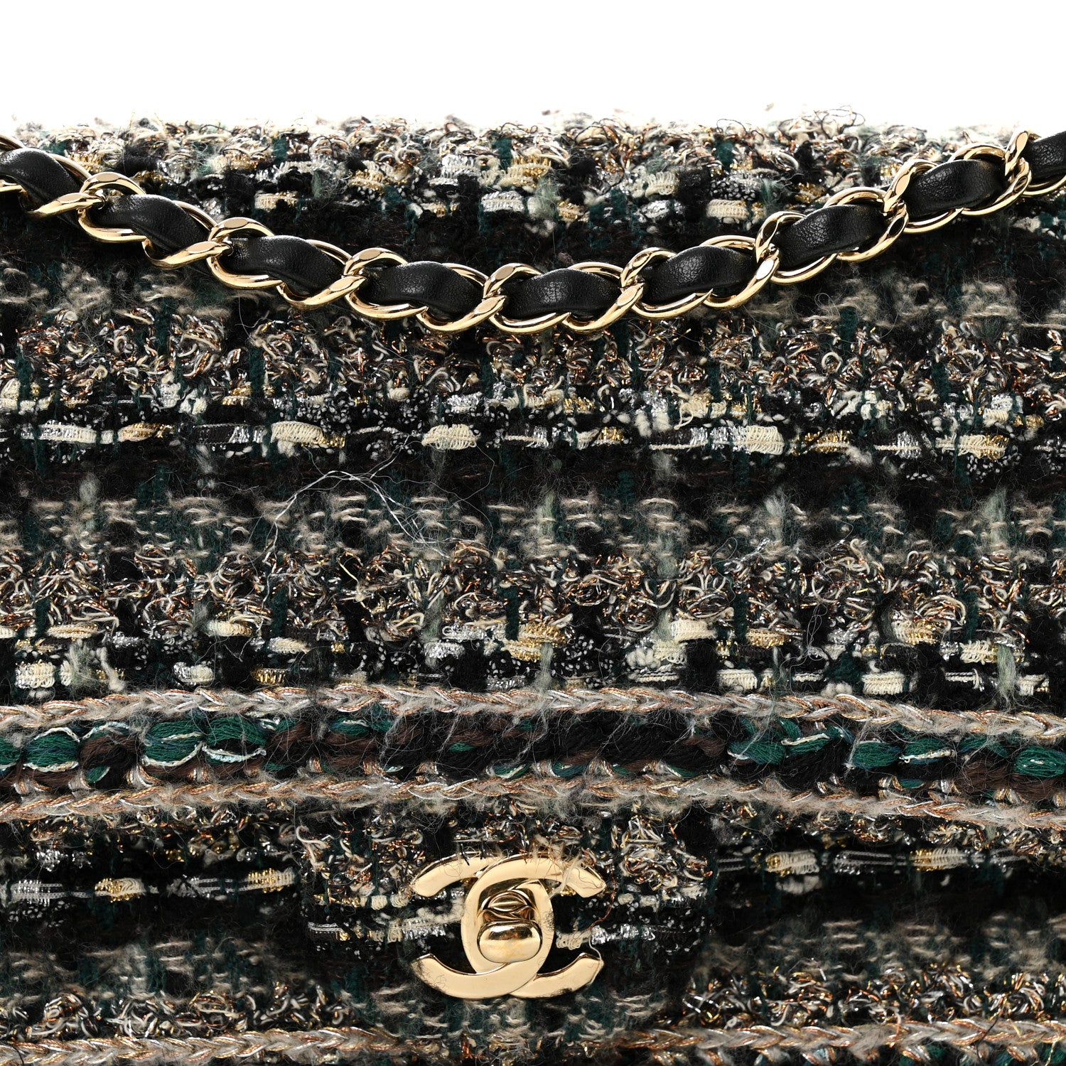 Chanel Tweed Braid Medium Flap Turquoise Multicolor 8 of 11