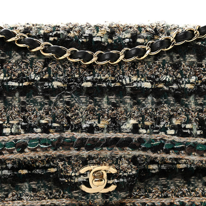 Chanel Tweed Braid Medium Flap Turquoise Multicolor 8 of 11