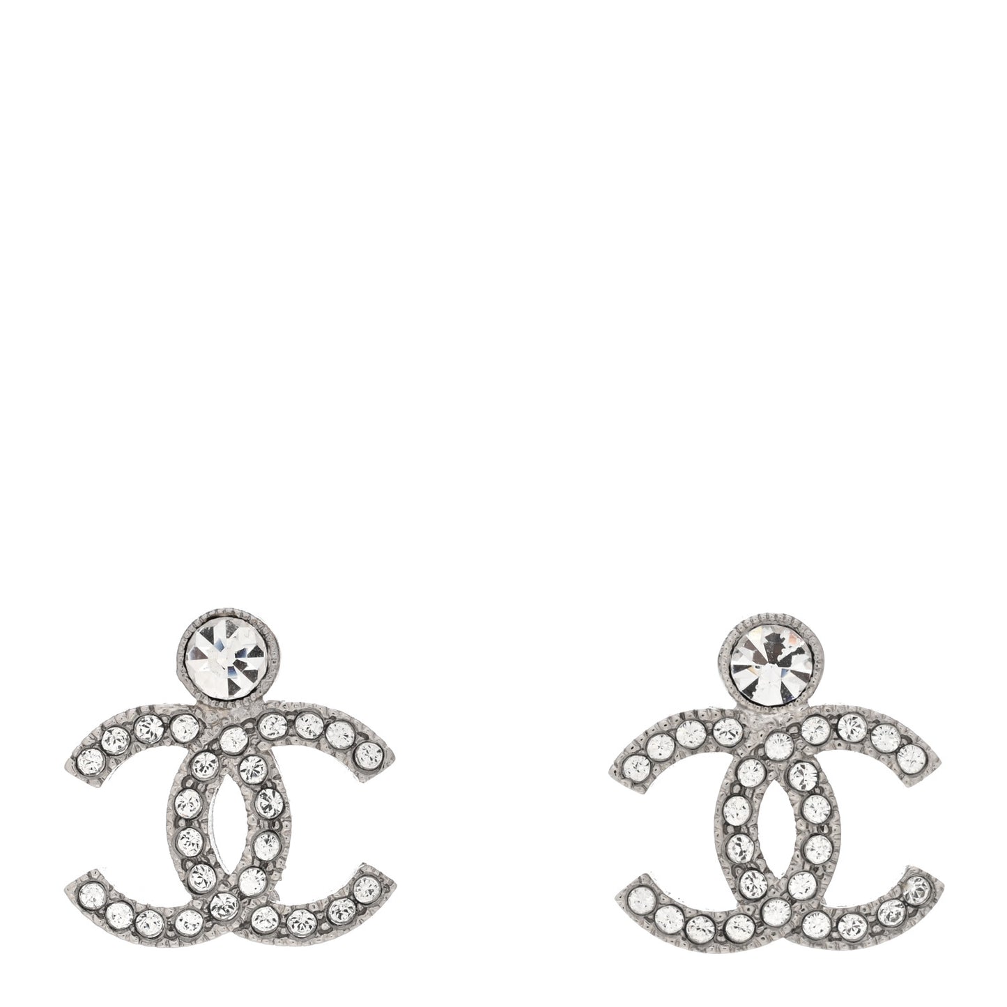 Crystal CC Earrings Silver