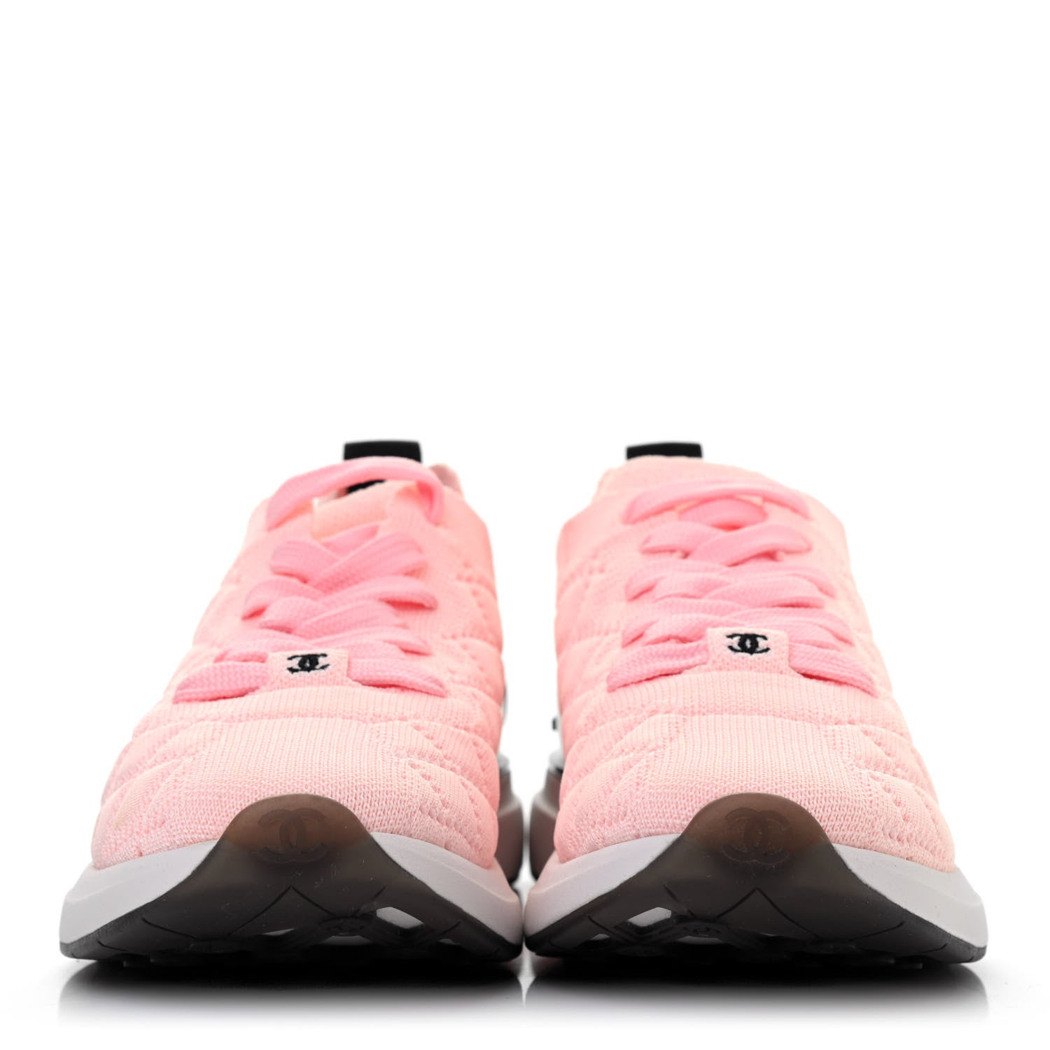 Chanel Mixed Fibers Quilted Womens CC Sneakers 38 Light Pink 2 of 4