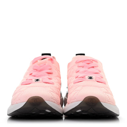 Chanel Mixed Fibers Quilted Womens CC Sneakers 38 Light Pink 2 of 4
