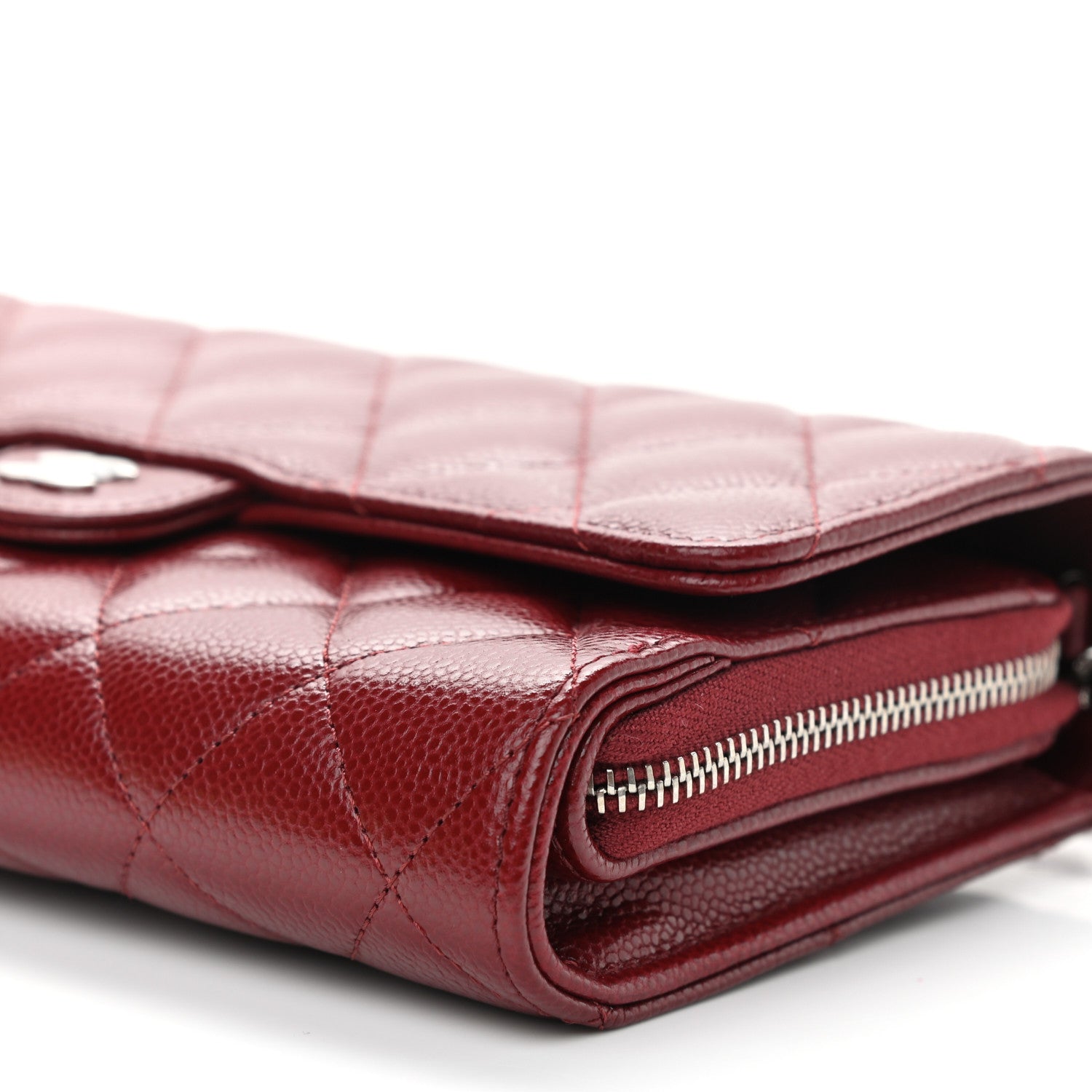 Chanel Caviar Quilted Phone Holder Wallet on Removable Chain Red 6 of 12