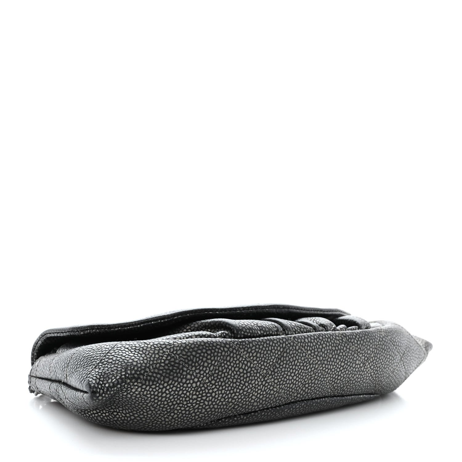 Chanel Metallic Caviar Half Moon Wallet On Chain WOC Dark Silver 4 of 12