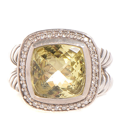 David Yurman Sterling Silver Diamond Lemon Citrine 11mm Albion Ring 52 6 1 of 6