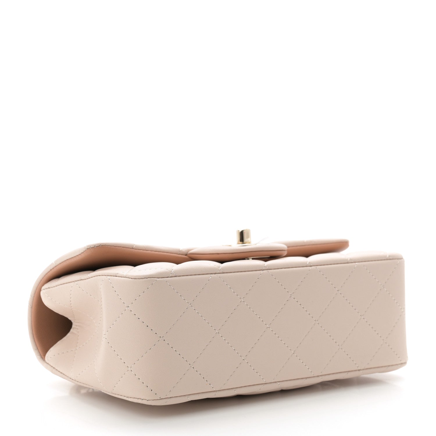 Chanel Lambskin Quilted Bi-Color Mini Top Handle Rectangular Flap Ecru Dark Beige 4 of 11