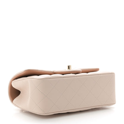 Chanel Lambskin Quilted Bi-Color Mini Top Handle Rectangular Flap Ecru Dark Beige 4 of 11