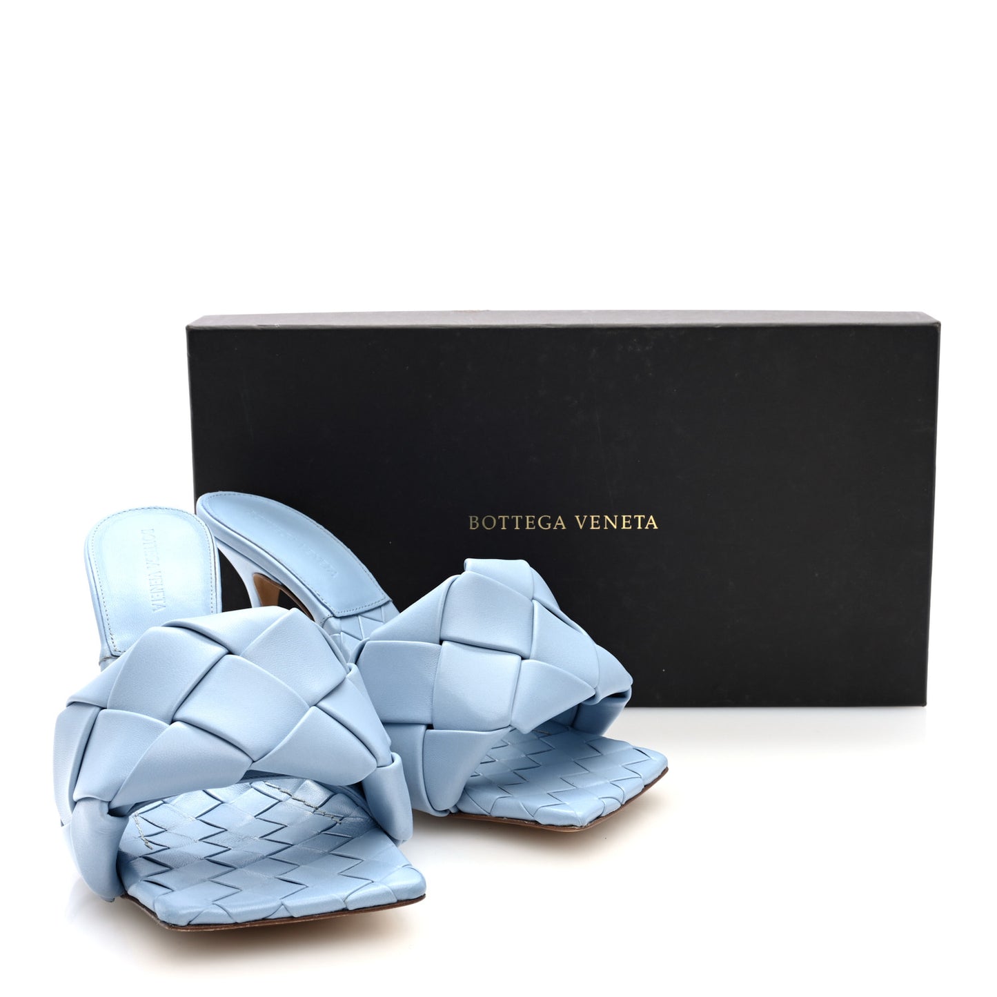 Nappa Maxi Intrecciato Lido Mule Sandals 40 Ice