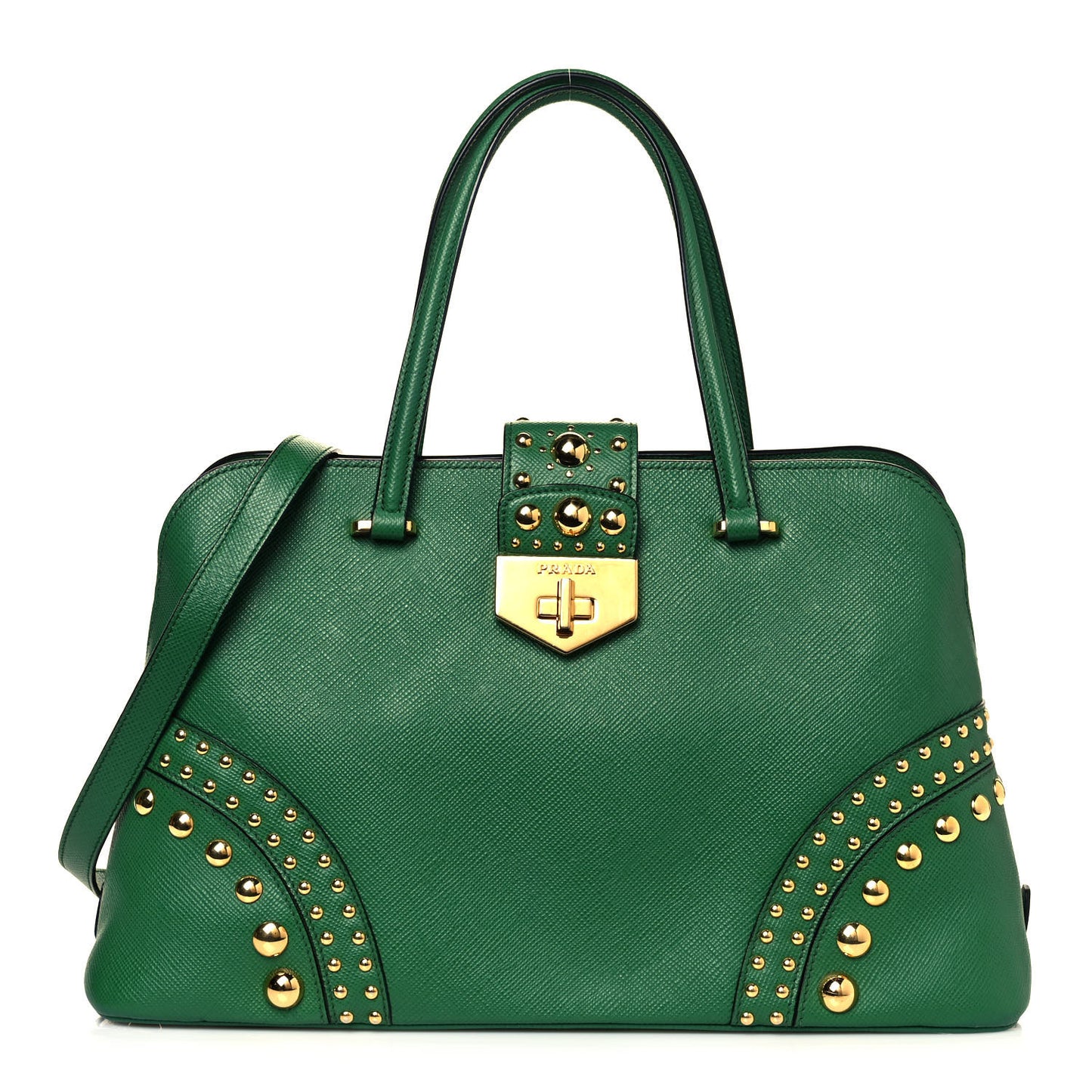 Saffiano Studded Bijou Tote Verde