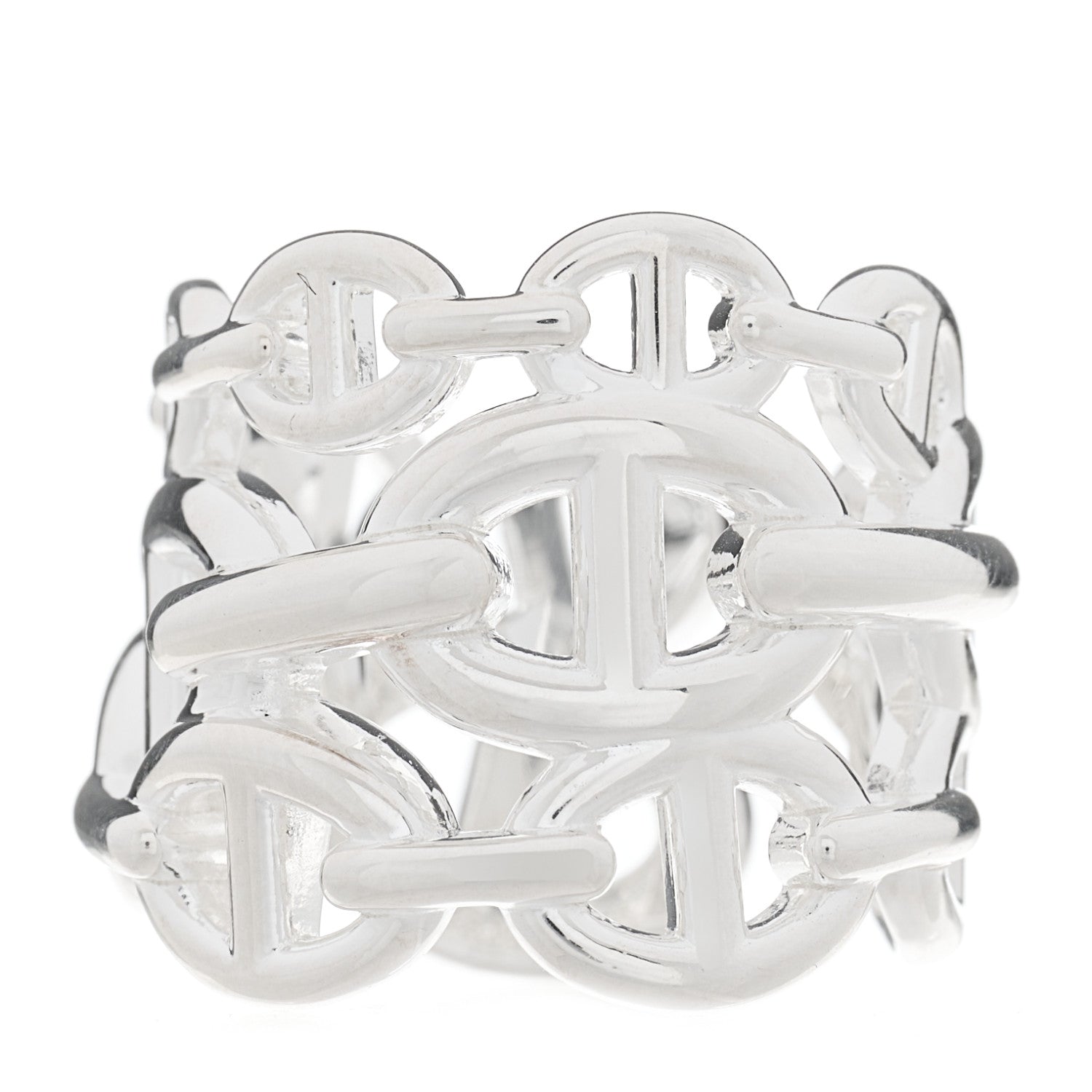 Hermes Sterling Silver GM Chaine d'Ancre Enchainee Band Ring 50 5.25 1 of 5