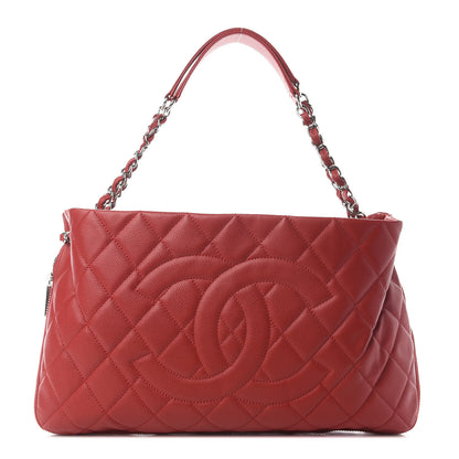 Chanel Caviar Quilted Expandable Zip Shoulder Bag Red 1 of 12