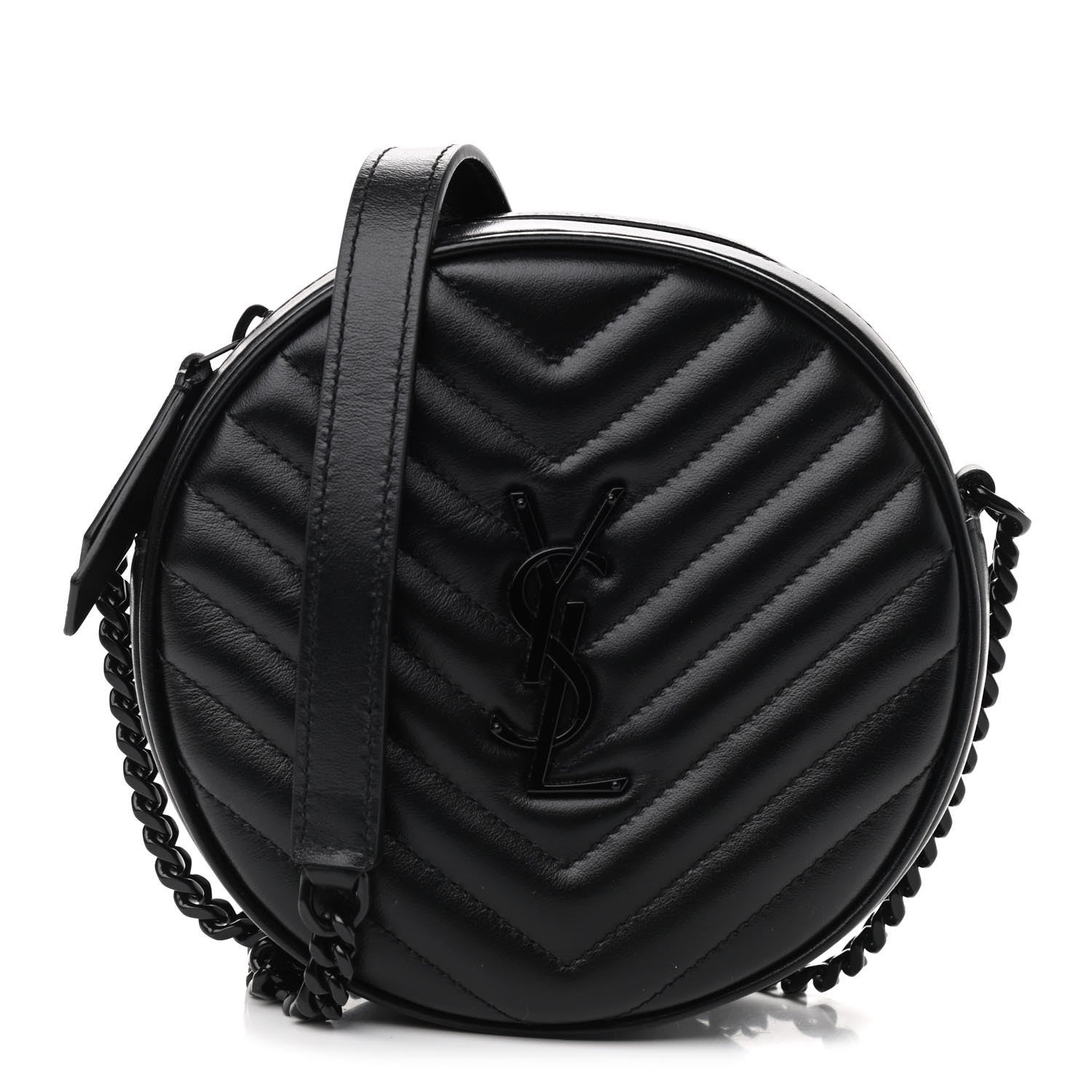 Saint Laurent Calfskin Matelasse Chevron Round Vinyle Camera Bag Black 1 of 8