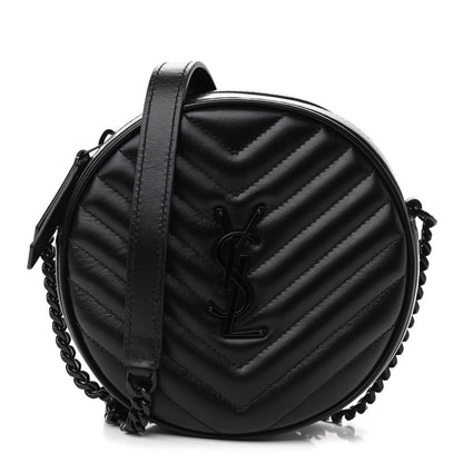 Saint Laurent Calfskin Matelasse Chevron Round Vinyle Camera Bag Black 1 of 8