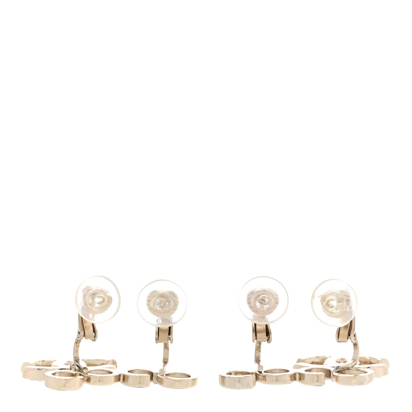 Metal Pearl CC Coco Climber Clip On Earrings Gold