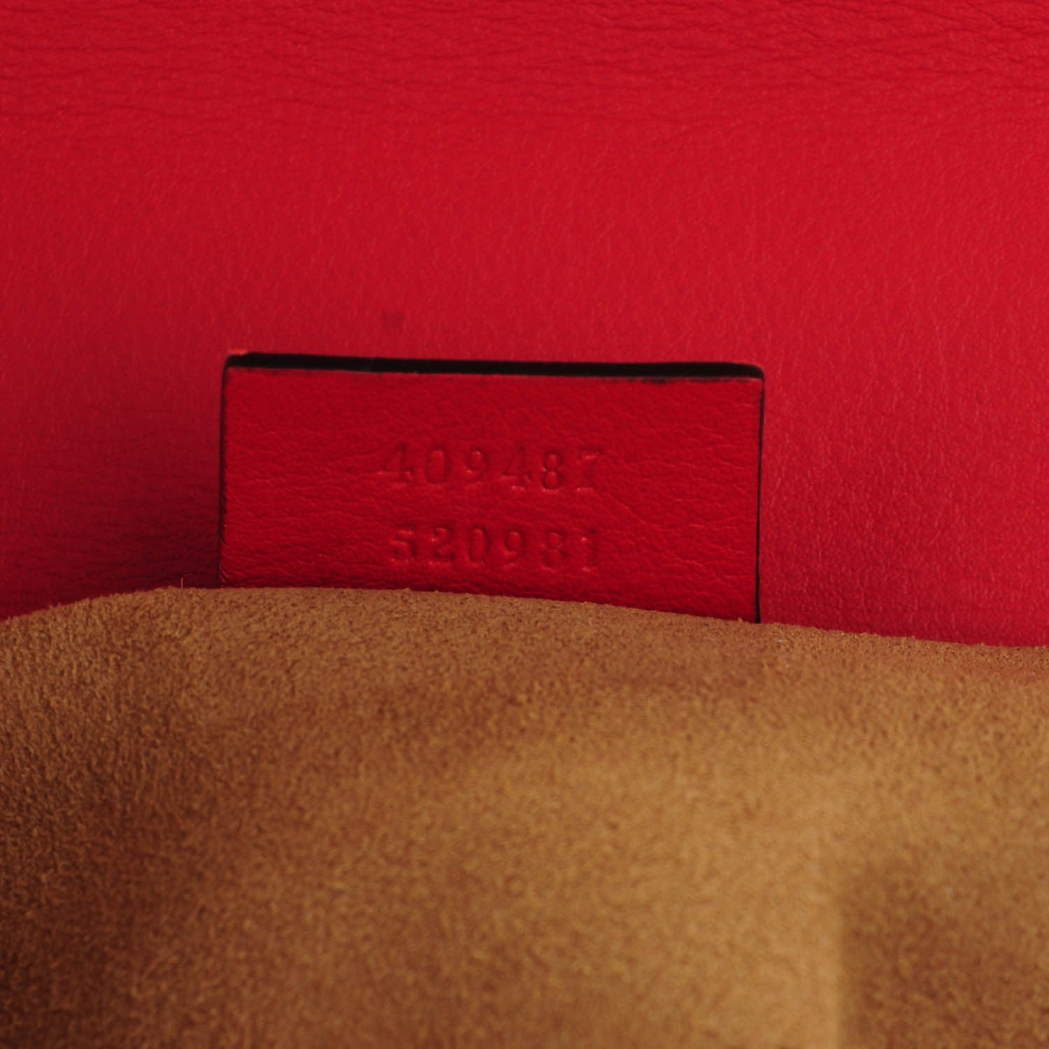 Gucci Calfskin Bee Embroidered Small Padlock Shoulder Bag Hibiscus Red 7 of 7