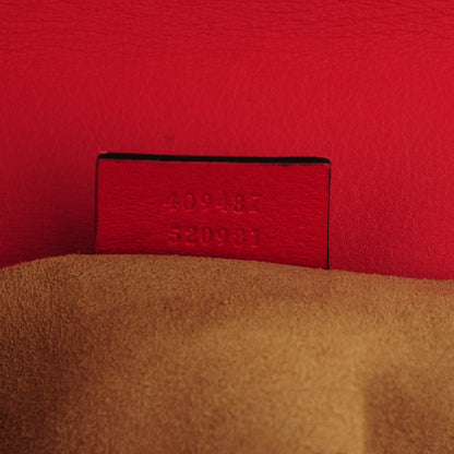 Gucci Calfskin Bee Embroidered Small Padlock Shoulder Bag Hibiscus Red 7 of 7