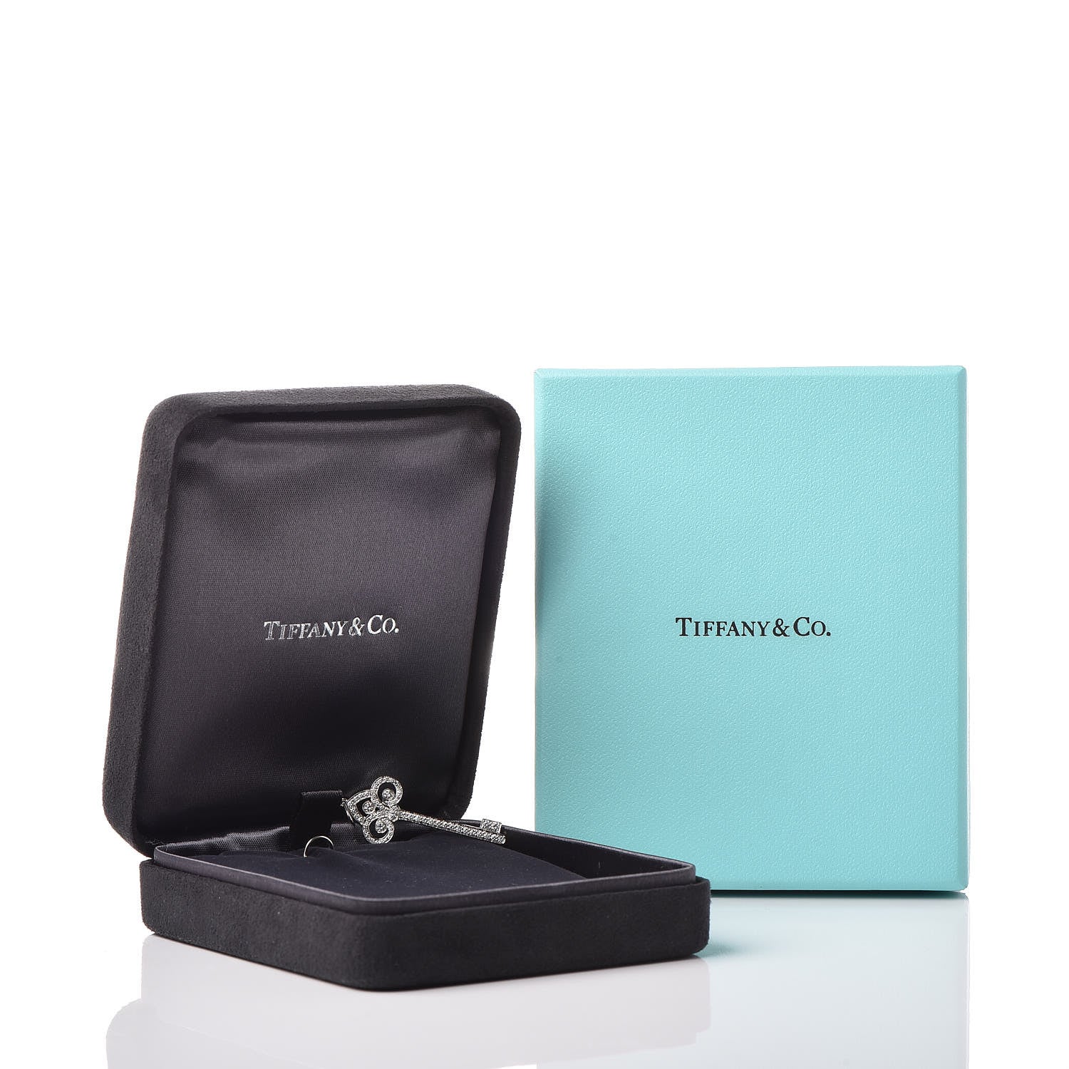 Tiffany Platinum Diamond .41ct Fleur De Lis Key Pendant 4 of 4