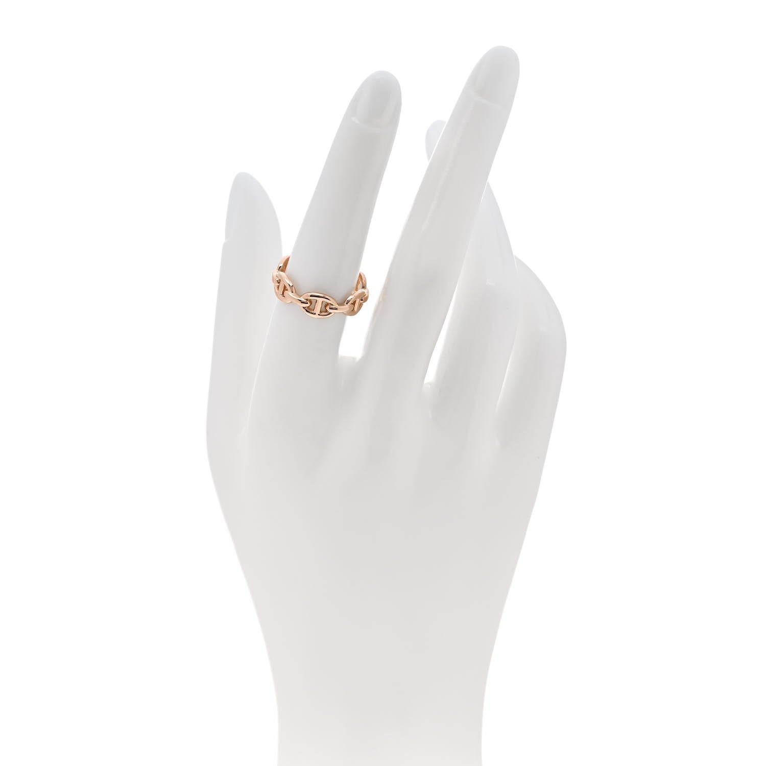 Hermes 18K Rose Gold PM Chaine d'Ancre Enchainee Ring 54 6.75 2 of 6