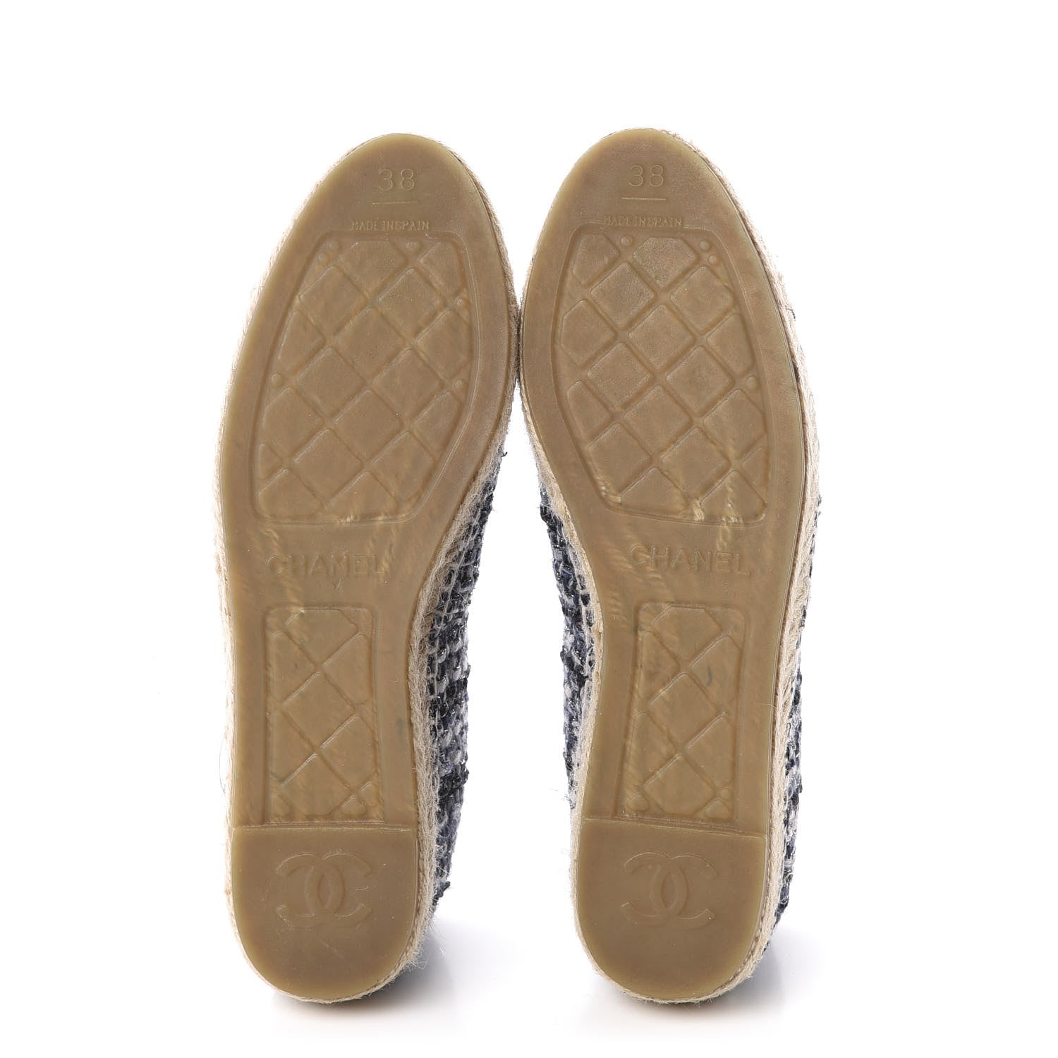 Chanel Metallic Tweed Lambskin CC Espadrilles 38 Black Silver 7 of 11