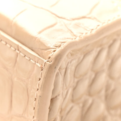 Balenciaga Shiny Calfskin Crocodile Embossed Hourglass Chain Bag Nude Beige 11 of 11