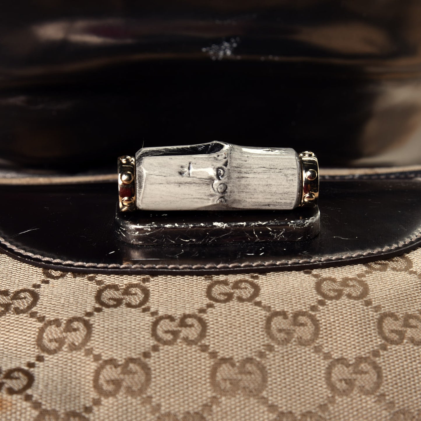 Monogram Large Pop Bamboo Top Handle Tote Pewter