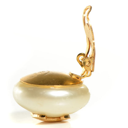 Chanel Pearl CC Clip On Earrings Gold 3 of 5